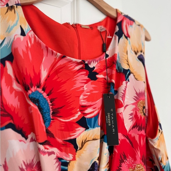NWT Tahari women’s floral print ruched sleeveless sheath jersey dress size 24W - Picture 5 of 6